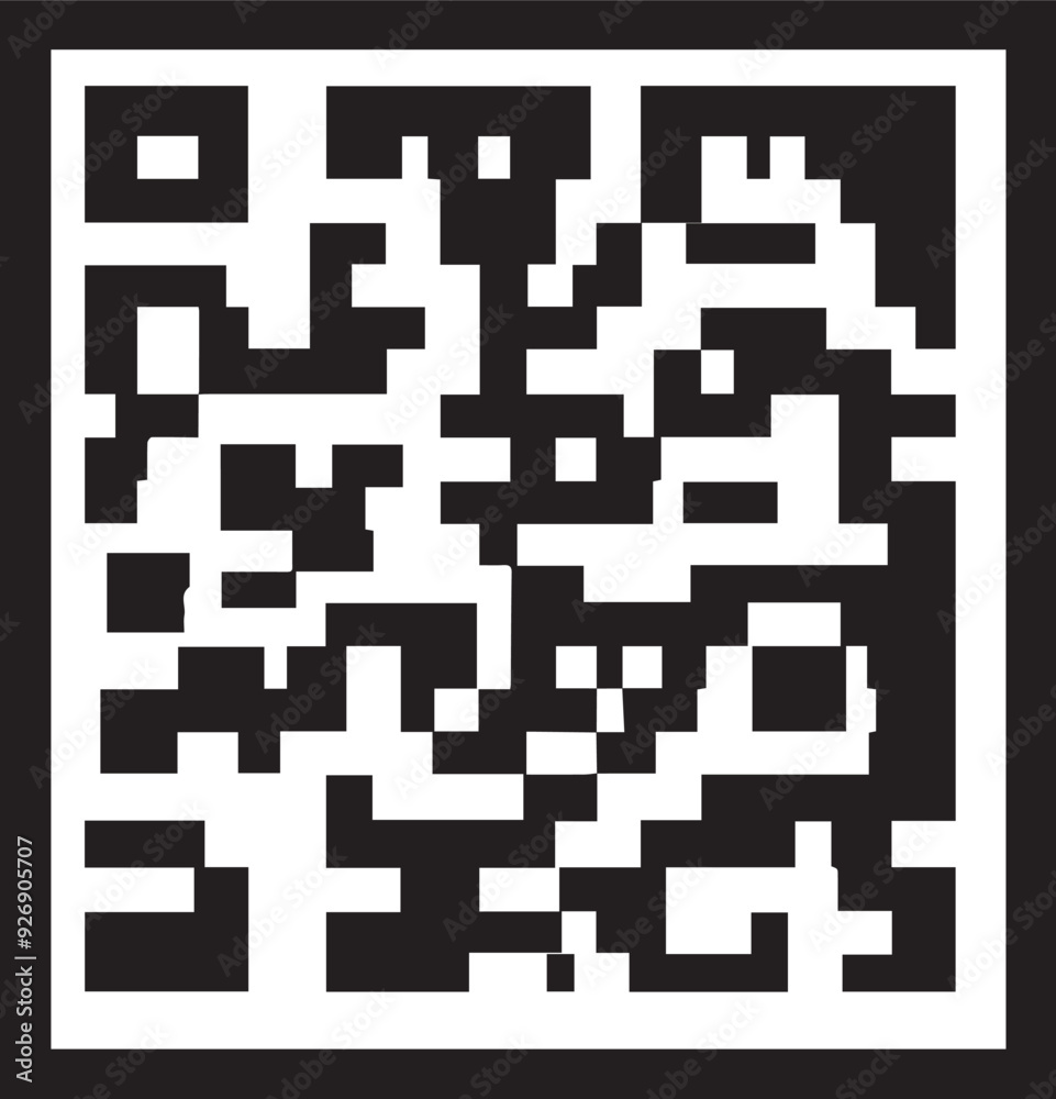 A black and white QR code isolated on a white background.