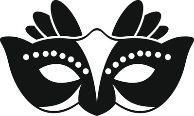 Poster - Black carnival mask with feathers and dots is ideal for projects related to celebration, mystery, holidays, etc