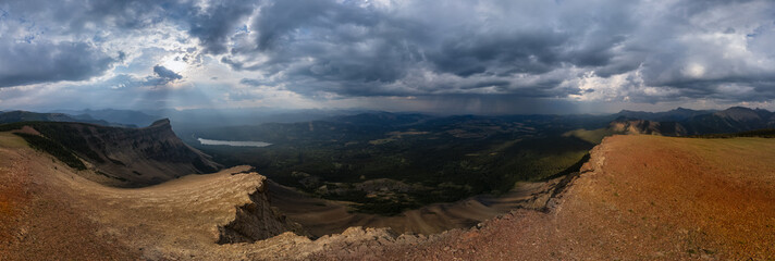 Wall Mural - Dramatic Stormy Sunset Over Alberta Mountains, Canada Landscape