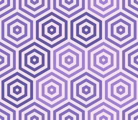 Poster - Hexagon vector pattern. Stacked hexagon bold mosaic cell. Purple color tones. Large hexagons. Seamless pattern. Tileable vector illustration.