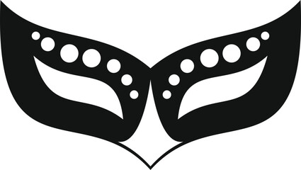 Wall Mural - Black and white carnival mask with dots decoration, isolated on a white background