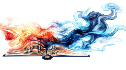 Wall Mural - enchanted book of spells with swirling magical energy on transparent background