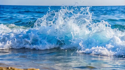 Blue waves and splashing water, ocean, sea, motion, nature, aqua, waterfront, summer, refreshing, power, energy, vibrant