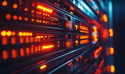 Leinwandbilder - Close-Up of Digital Firewall Blocking Malicious Attacks with Advanced Security