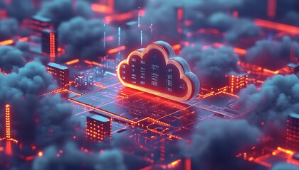 Leinwandbilder - Secure Cloud Environment with Virtual Firewalls and Encryption Protocols