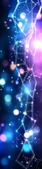 Wall Mural - a dark blue abstract technology background with geometric shapes and bokeh blur.