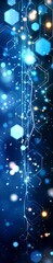 Wall Mural - a dark blue abstract technology background with geometric shapes and bokeh blur.