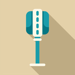 Poster - Professional studio microphone is standing on beige background, concept of singing, podcast and radio