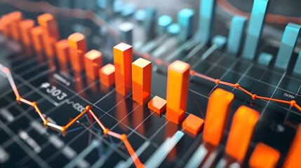 Poster - 3D financial performance bar chart results