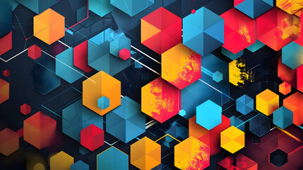 Poster - abstract hexagon background