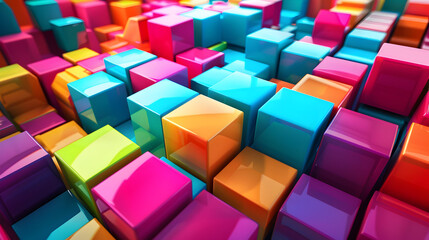 Poster - Background of a group of colorful blocks