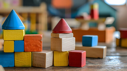 Poster - Colorful blocks of children game organized in building structure