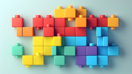 Poster - Constructor from colored blocks with shadows.