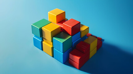 Poster - Constructor from colored blocks with shadows.