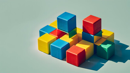 Poster - Constructor from colored blocks with shadows.