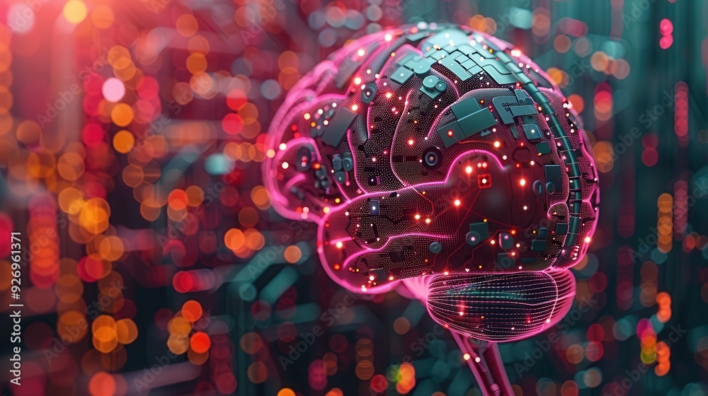 Futuristic Brain with AI Connections and Circuits - Conceptual Digital ...