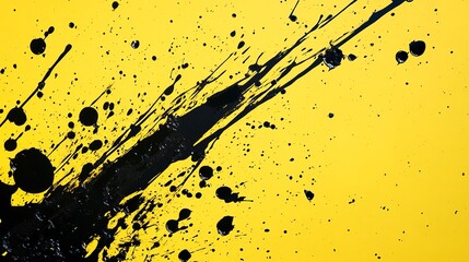 Sticker - A yellow background with black paint splashes on it 