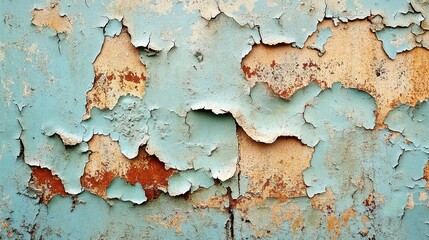 Canvas Print - A wall with a lot of rust and paint peeling off 