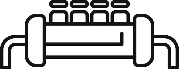 Poster - This icon represents a car engine component, highlighting the pistons, cylinders, and pipes that contribute to combustion and power generation