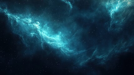 Wall Mural - Mysterious teal nebula swirling in the depths of space with distant stars.