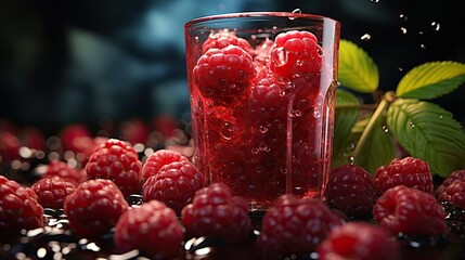 Poster - Berry-apple red refreshing summer drink.  