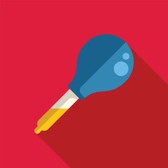 Poster - blue and yellow rubber bulb pipette filled with liquid, laboratory glassware for chemical experiment