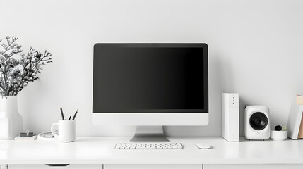 Poster - Grey Desktop Computer And On White Desk