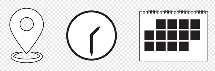 Poster - Address. time, and date icon vector. Event elements. EPS 10.