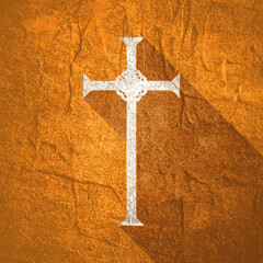 Wall Mural - Christian cross. Religion concept illustration. Web icon in flat design with long shadows.