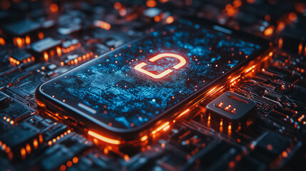 Poster - Privacy security and data protection on mobile phone and laptop, emphasizing data encryption systems and secure internet access in a cybersecurity software technology setting
