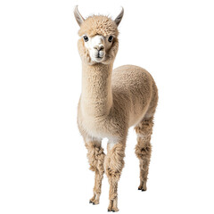 Wall Mural - furry alpaca standing on transparent background
