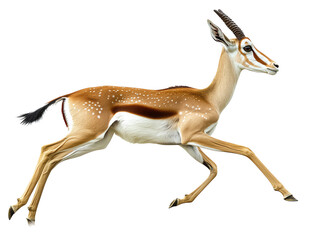 Wall Mural - Graceful gazelle running on transparent background