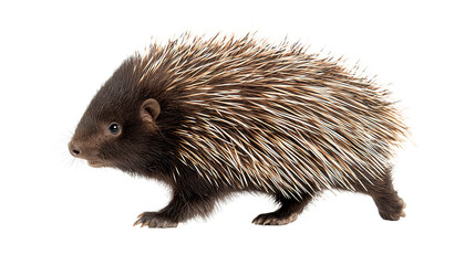 Wall Mural - Spiky porcupine walking on transparent background