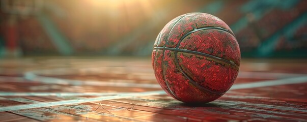 Canvas Print - Basketball on a basketball texture background 