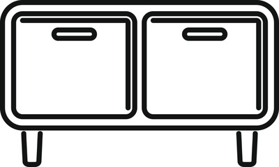 Poster - simple line drawing of a small cabinet featuring a minimalist design
