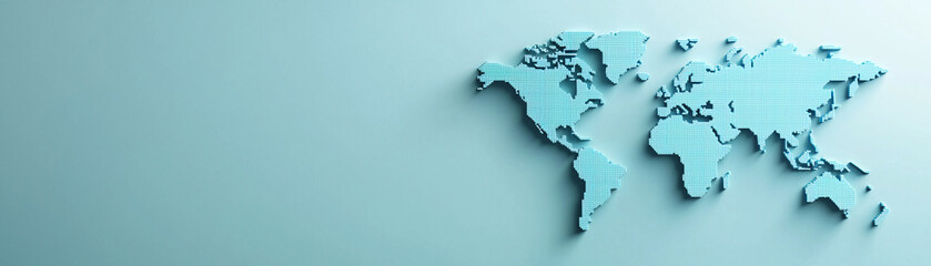  Global Economic Growth Concept with World Map, Rising Charts, and Space for Text - 3D Illustration