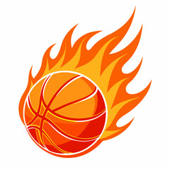 Wall Mural - Basketball with flames vector illustration 