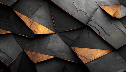 Sticker - composition geometric background with black gold abstract 