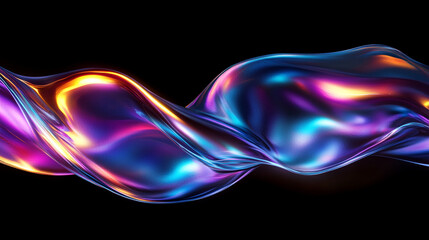 Poster - Colorful abstract wave with iridescent patterns in dark background