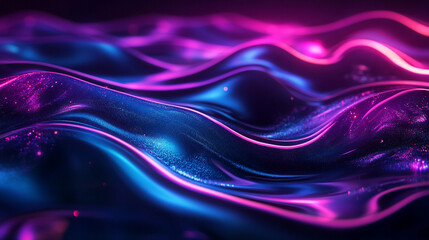 Poster - Colorful waves of light flowing in a dark space with a dynamic, abstract design