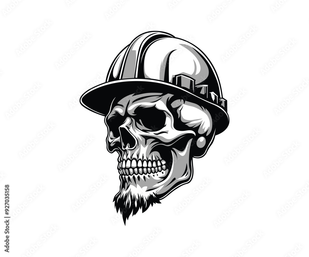 Skull in a construction helmet vector Stock Vector | Adobe Stock