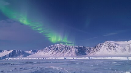 Aurora Borealis over Snowy Mountains