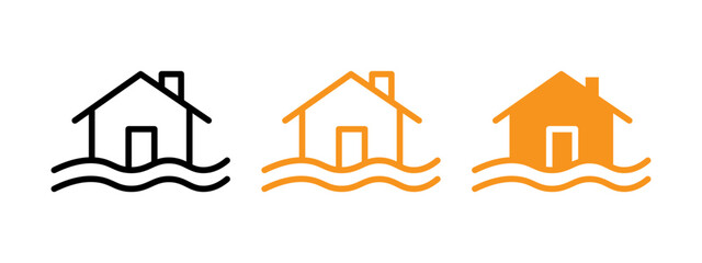 Poster - Flooded house icon web design in vector