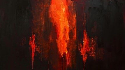 Leinwandbilder - Vertical flames on a black canvas, intense orange and red fire