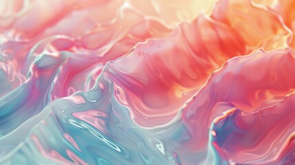 Fototapete - Smooth fluid coral wave texture in pastel colors forming abstract patterns