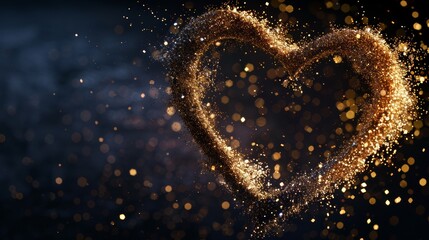 Wall Mural - Radiant heart shape with sparkling particles on black background