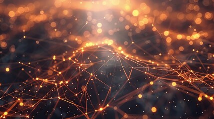 Aufkleber - Neural network 3D animation with glowing digital elements and connections