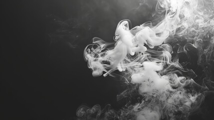 Aufkleber - Light white smoke rising, black background, serene and simple