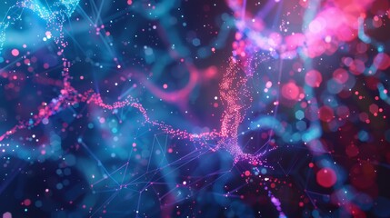 Aufkleber - Futuristic 3D animation of neural network in digital space with bright colors