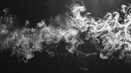 Aufkleber - Flowing white smoke patterns, black background, dramatic effect
